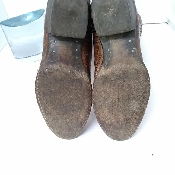 Vtge LARRY Mahan Exotic Cowboy Boots Western Brown Ostrich Leather Sz 9D Nocona - Picture 2 of 9